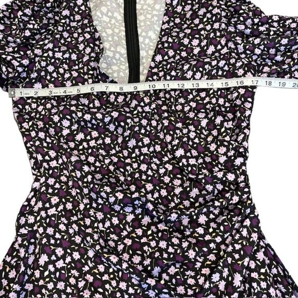 Chinti & Parker Gabriel Floral Mini Dress Black and Purple Wrap Look Size 6 - Picture 10 of 13